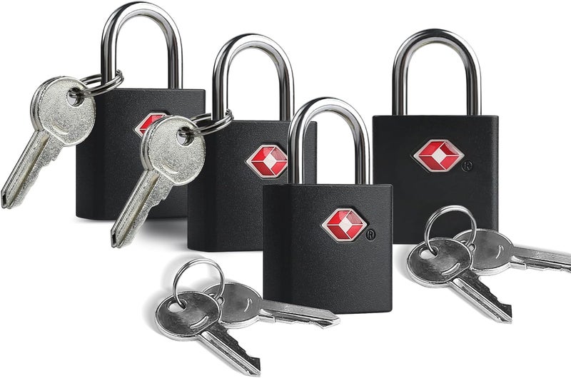 UP Security TSA Locks for Luggage with Keys, Travel Luggage Locks TSA Approved 4 Pack, Small Padlock with Key, Keyed Alike Mini Padlock for Suitcase, Backpack, Bag, Zipper, Case, Box, Small Locker - Image 1